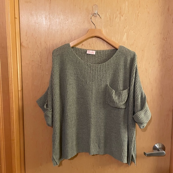 Pink Lily Loose Knit Short Sleeved Sweater - Picture 2 of 7